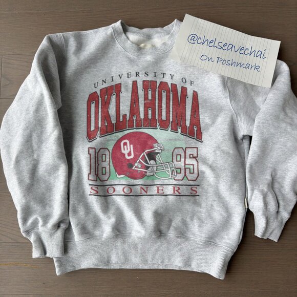Vintage Oklahoma Sooners Football Sweatshirt University of Oklahoma Shirt tee - Picture 1 of 2